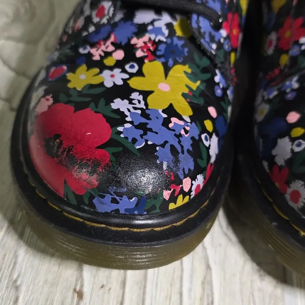 Dr. Martens Youth 1460 Wander Floral Print Leather Combat Boots Kids Size 1